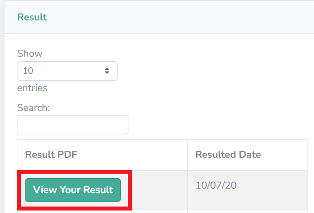 Screenshot of the View Your Result button